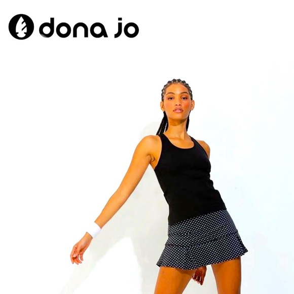 DONA JO pickle ball / tennis / golf Skort Black & white Polka Dot size LARGE - Picture 2 of 6
